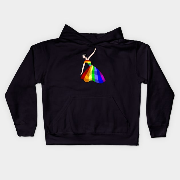 Dancer in rainbow dress Kids Hoodie by MiljanaVuckovic